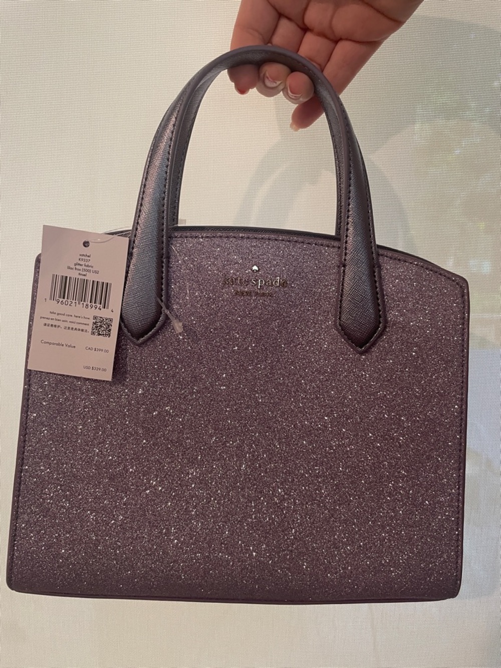 Kate Spade Glitter Tinsel Satchel Lilac Frost K9337 NWT